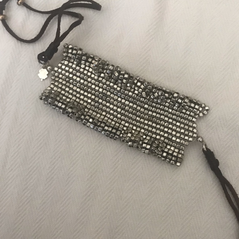 Lucky Brand Silver Bracelet, Leather Ties
